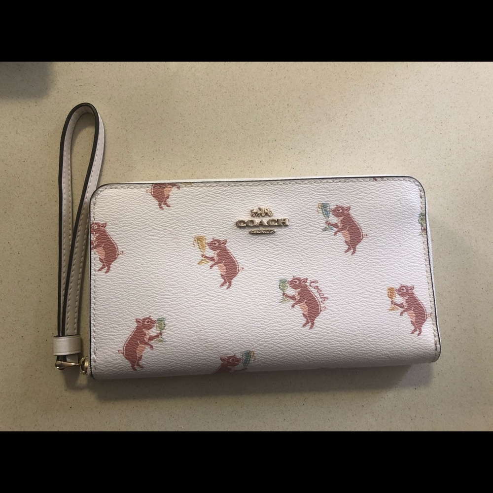 Coach Large phone wallet with party pig
